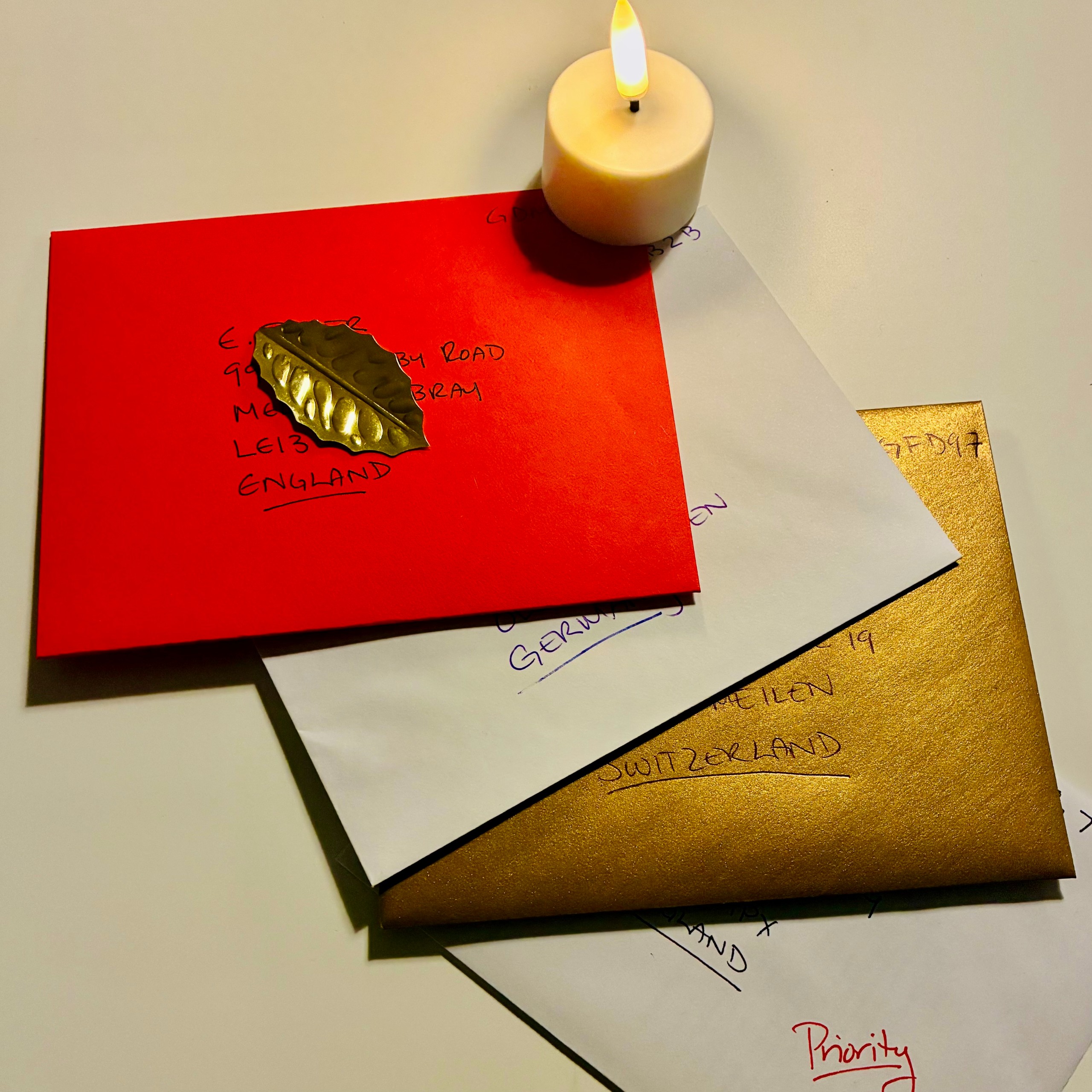 Cards marked with codes for stamps