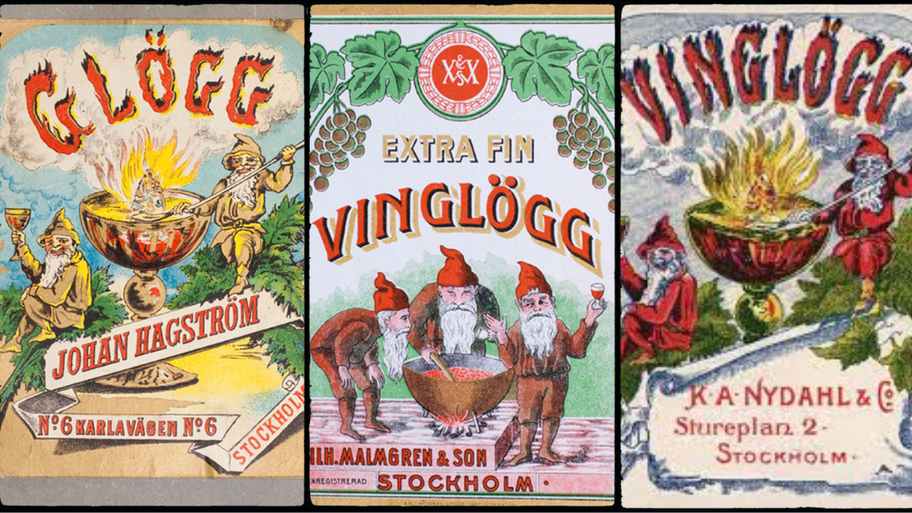 Swedish wineries advertising Gløgg on posters.