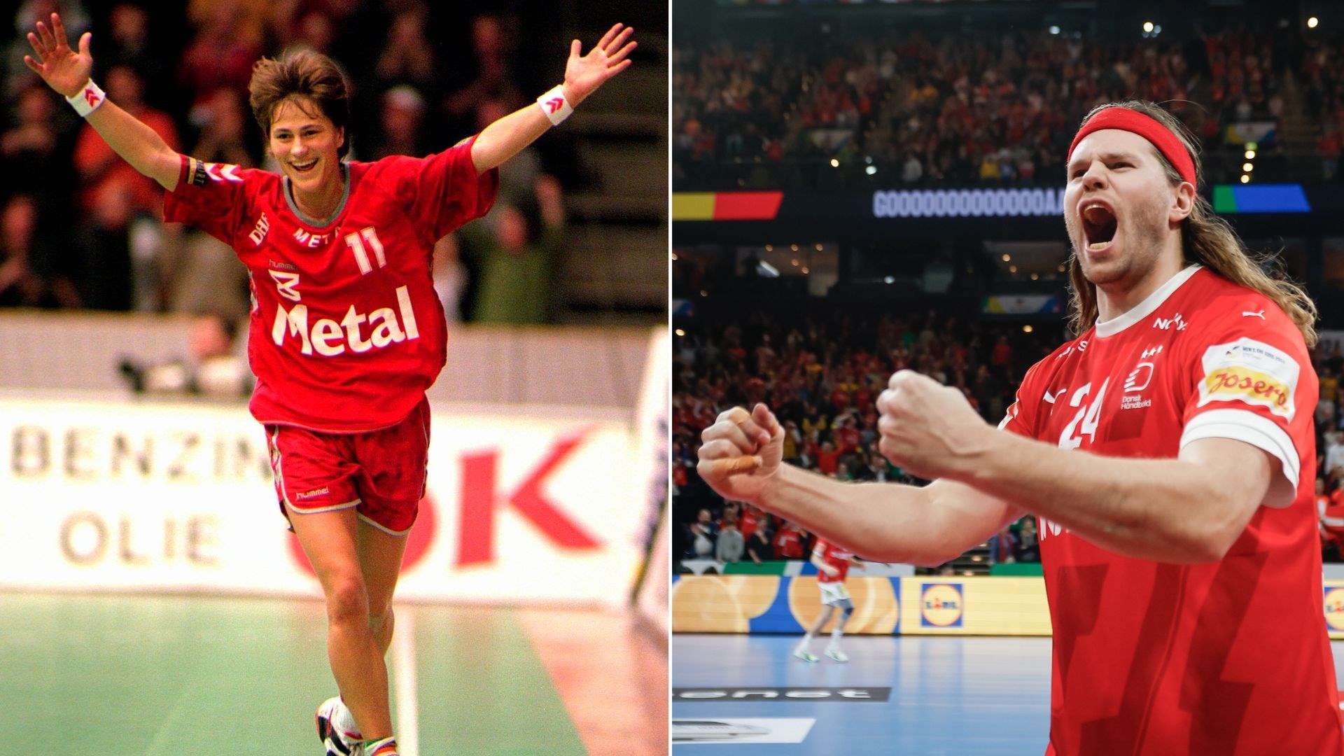 Danish handball players wearing red