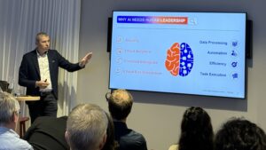 Florin Lungu - AI is taking half of your job_cover PPT with a brain image