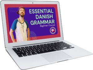 Image of a Laptop with a ppt on Danish grammar