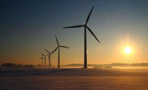Wind farm with lot of wind turbines